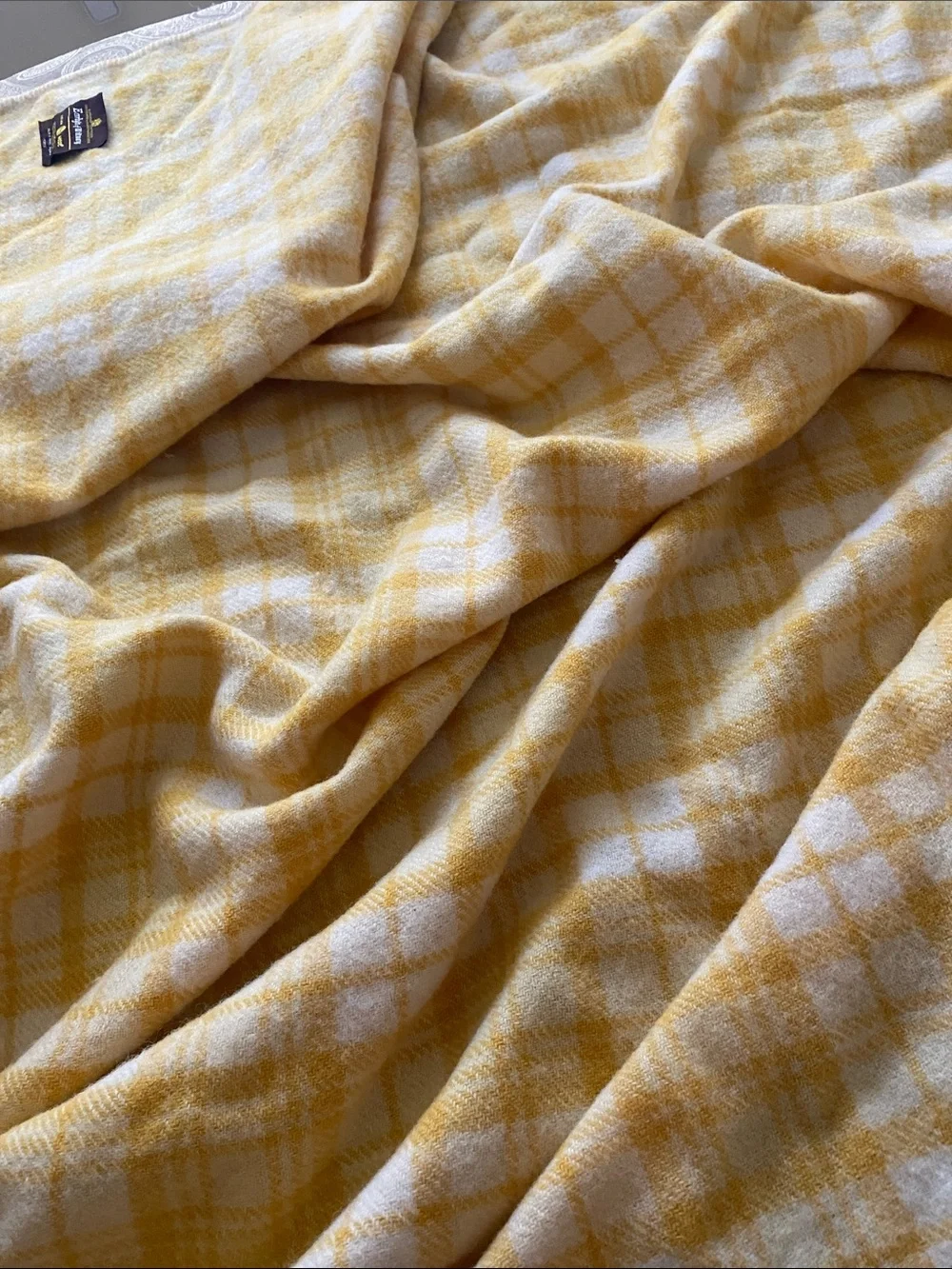 Vintage Early’s of Whitney Wool Yellow Plaid Blanket